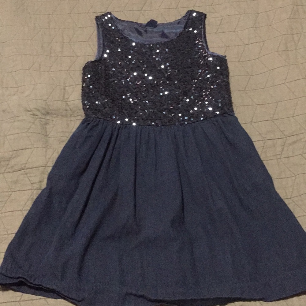 GAP kids Large Navy sequin and denim dress